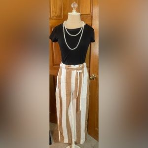 J. Crew Women's Tie Waist, Wide Leg, Linen Pant, Size 0